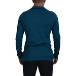 Dolce & Gabbana Blue Cotton Collared Slim Pullover Sweater TSH83075 - 48