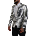 Dolce & Gabbana White Black Striped Slim Fit Jacket Blazer KOS2122-44
