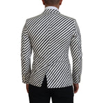 Dolce & Gabbana White Black Striped Slim Fit Jacket Blazer KOS2122-44