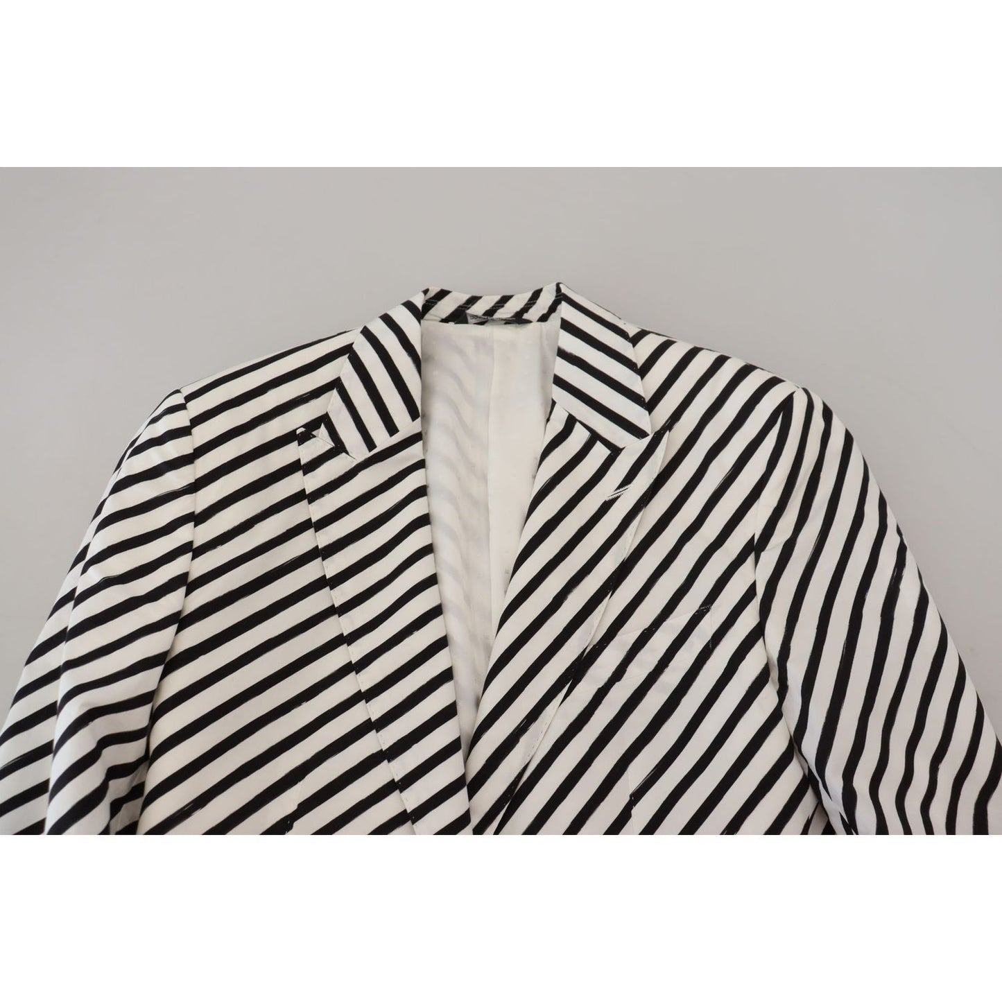 Dolce & Gabbana White Black Striped Slim Fit Jacket Blazer KOS2122-44