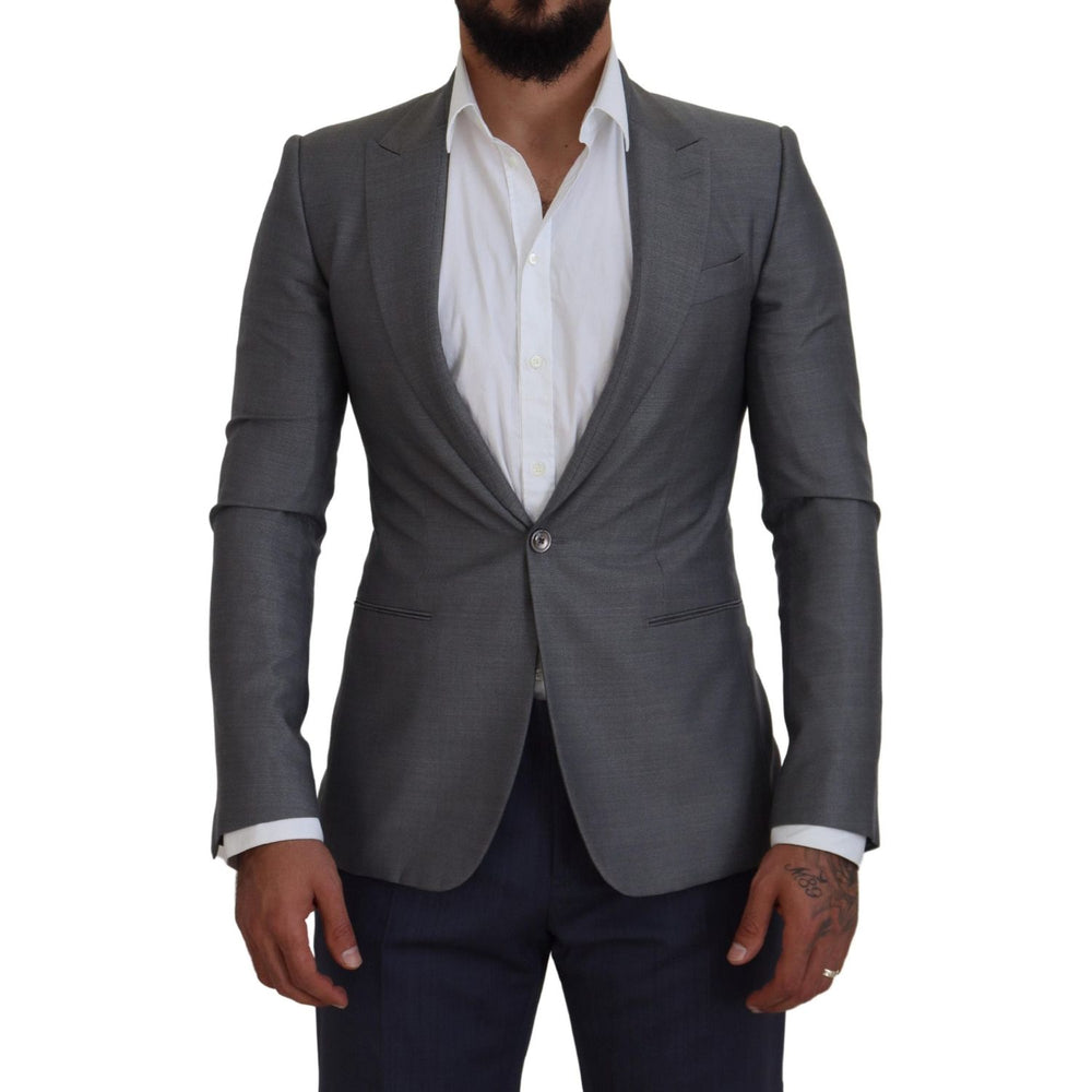 Dolce & Gabbana Gray Wool Silk Slim Fit Jacket Blazer KOS2167- 46