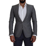 Dolce & Gabbana Gray Wool Silk Slim Fit Jacket Blazer KOS2167- 46
