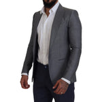 Dolce & Gabbana Gray Wool Silk Slim Fit Jacket Blazer KOS2167- 46