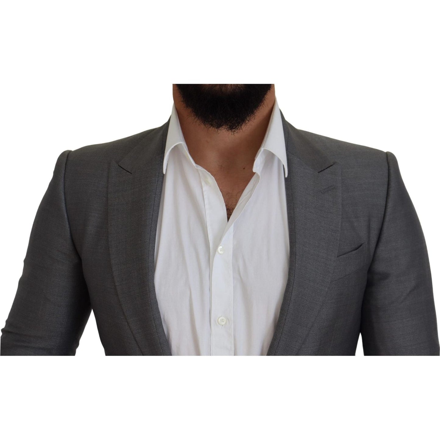 Dolce & Gabbana Gray Wool Silk Slim Fit Jacket Blazer KOS2167- 46
