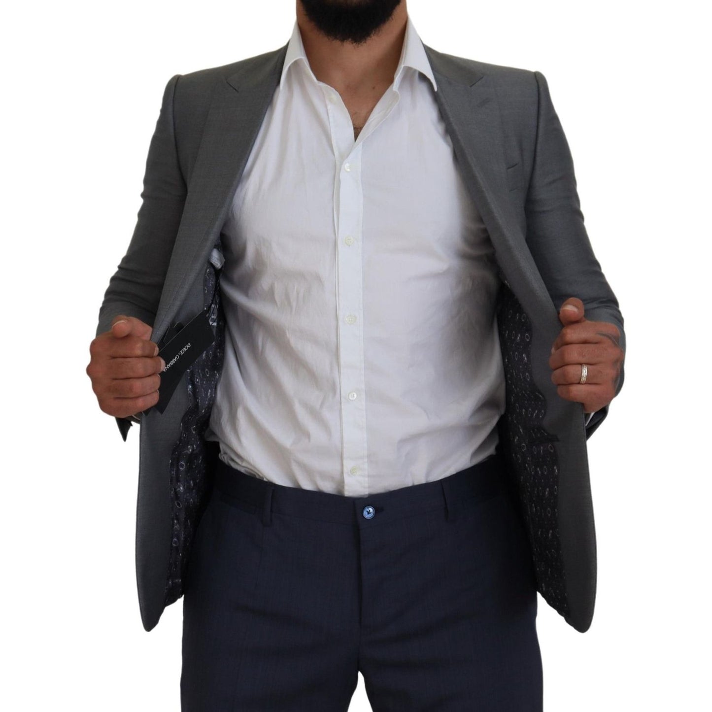 Dolce & Gabbana Gray Wool Silk Slim Fit Jacket Blazer KOS2167- 46