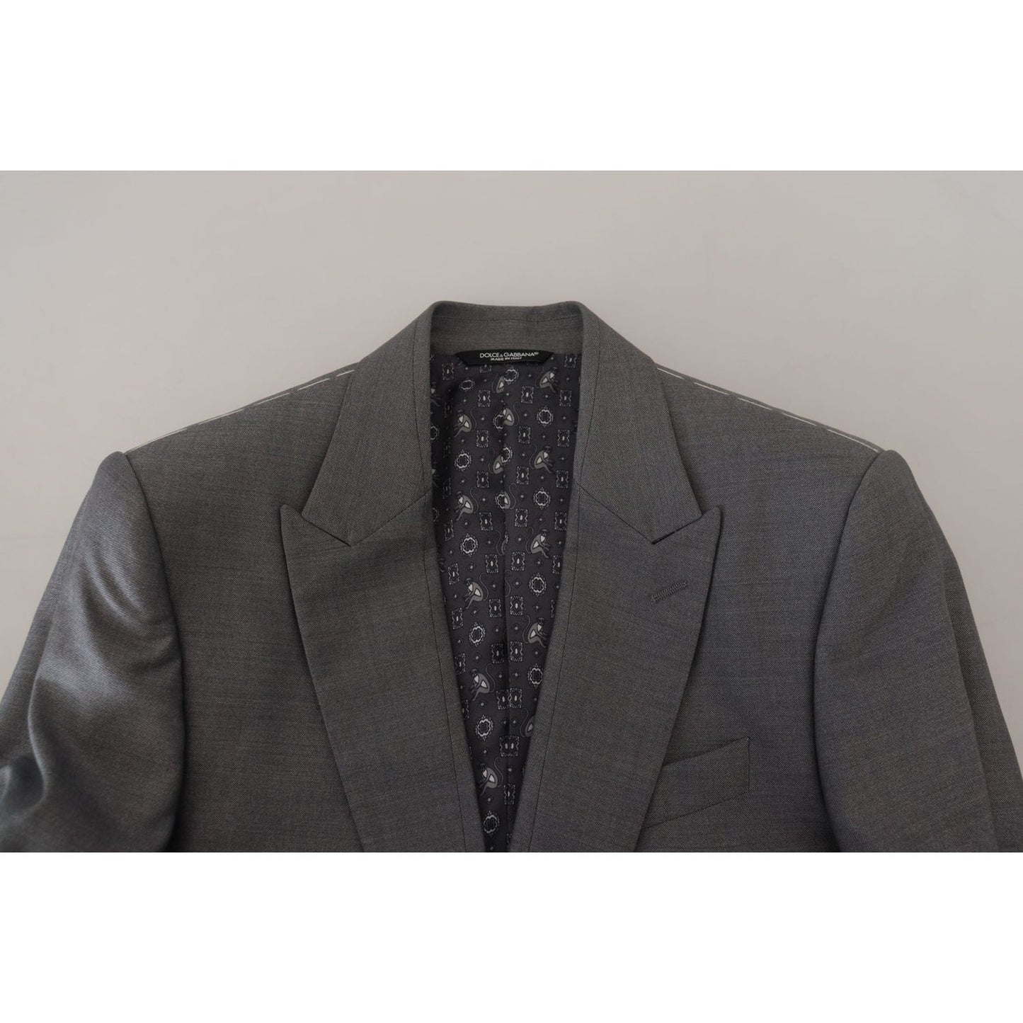 Dolce & Gabbana Gray Wool Silk Slim Fit Jacket Blazer KOS2167- 46
