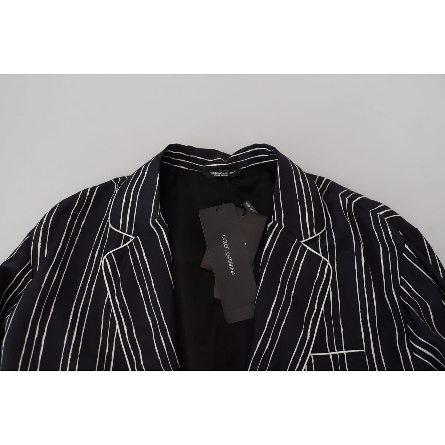 Dolce & Gabbana Blue Striped Silk Pajama Shirt Jacket TSH83577- IT4