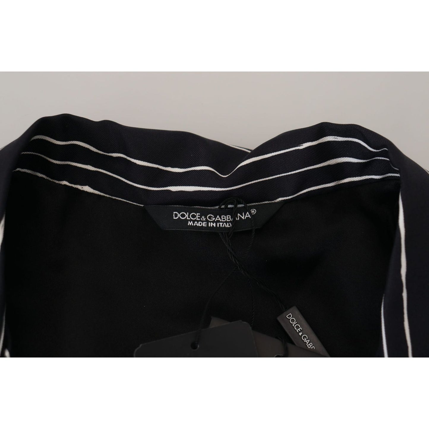 Dolce & Gabbana Blue Striped Silk Pajama Shirt Jacket TSH83577- IT4