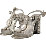 Dolce & Gabbana Silver Crystals Strap Buckle High Heel Sandals LA9957-37