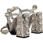 Dolce & Gabbana Silver Crystals Strap Buckle High Heel Sandals LA9957-37