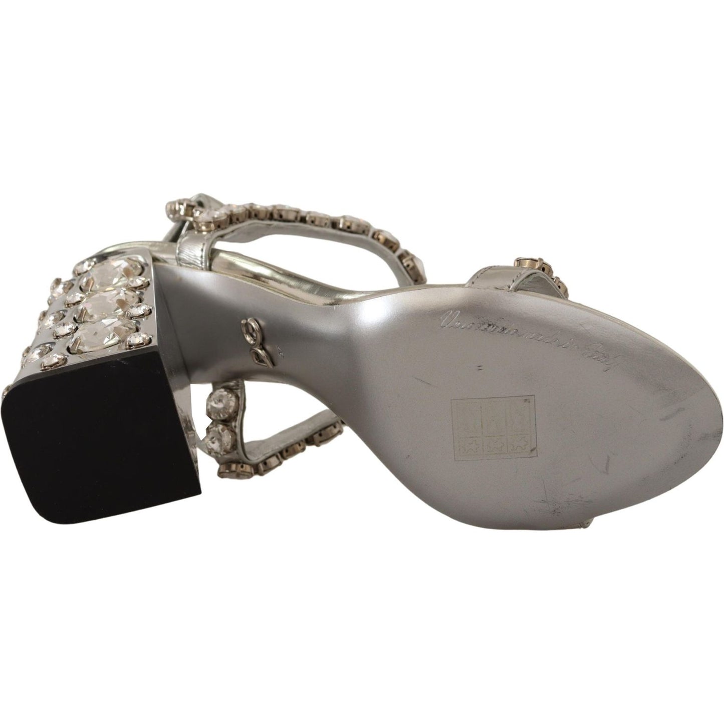 Dolce & Gabbana Silver Crystals Strap Buckle High Heel Sandals LA9957-37