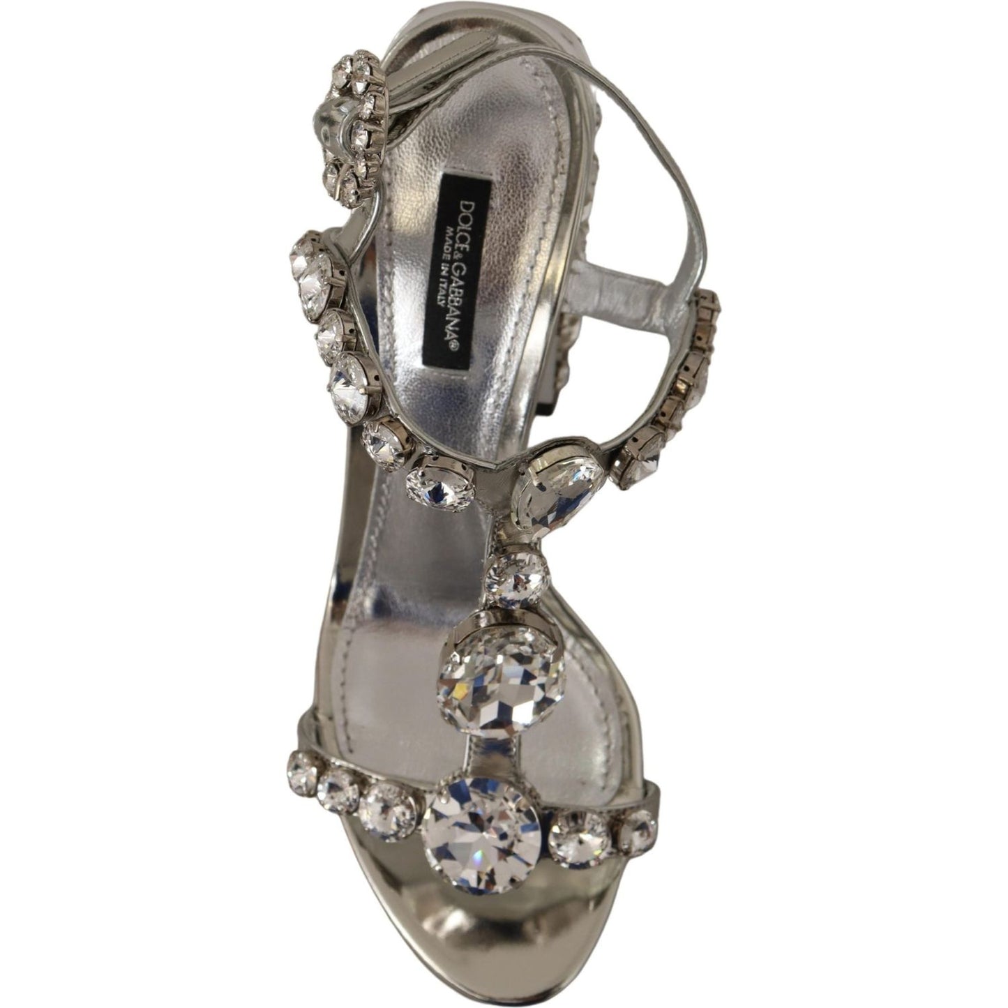 Dolce & Gabbana Silver Crystals Strap Buckle High Heel Sandals LA9957-37