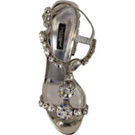 Dolce & Gabbana Silver Crystals Strap Buckle High Heel Sandals LA9957-37