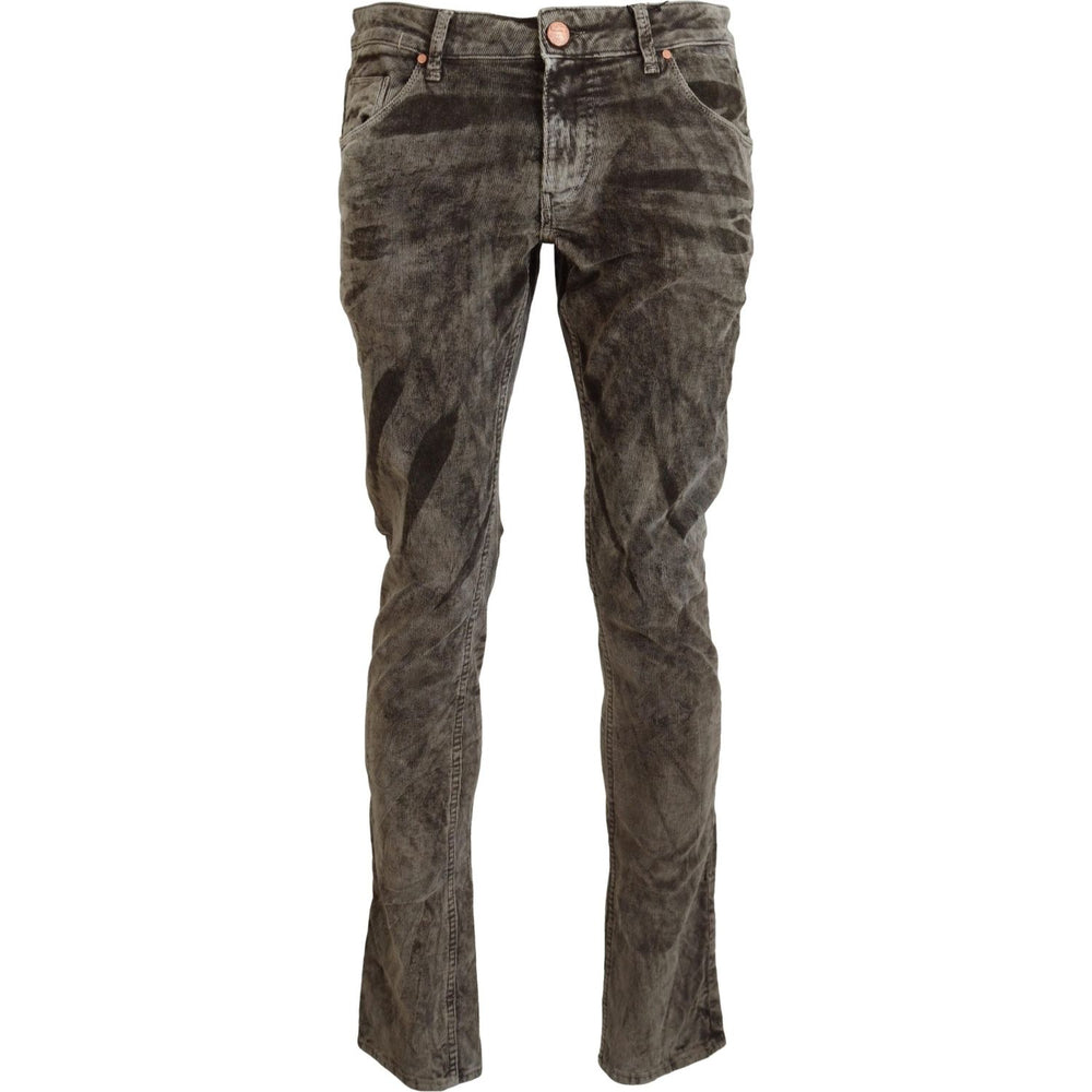 Acht Gray Washed Cotton Corduroy Slim Fit Men Jeans PAN74128 - 48
