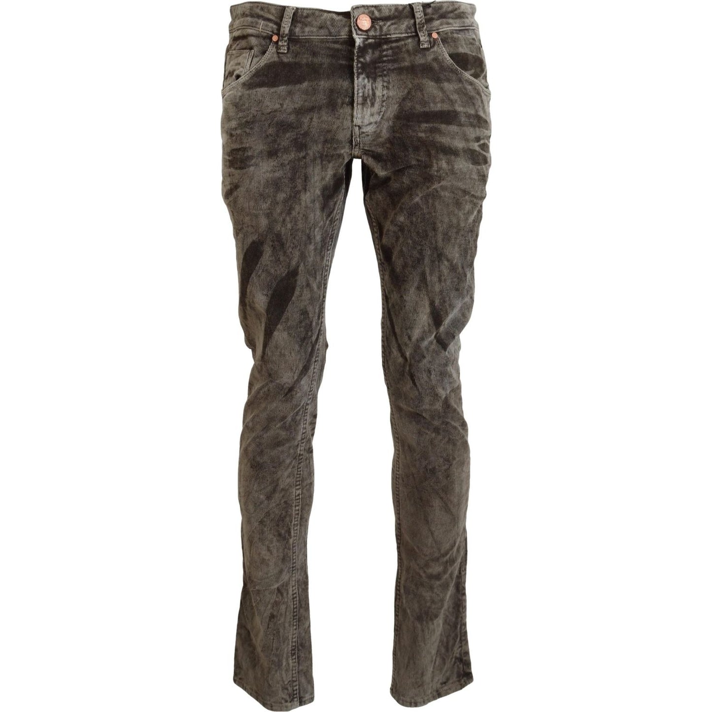 Acht Gray Washed Cotton Corduroy Slim Fit Men Jeans PAN74128 - 48