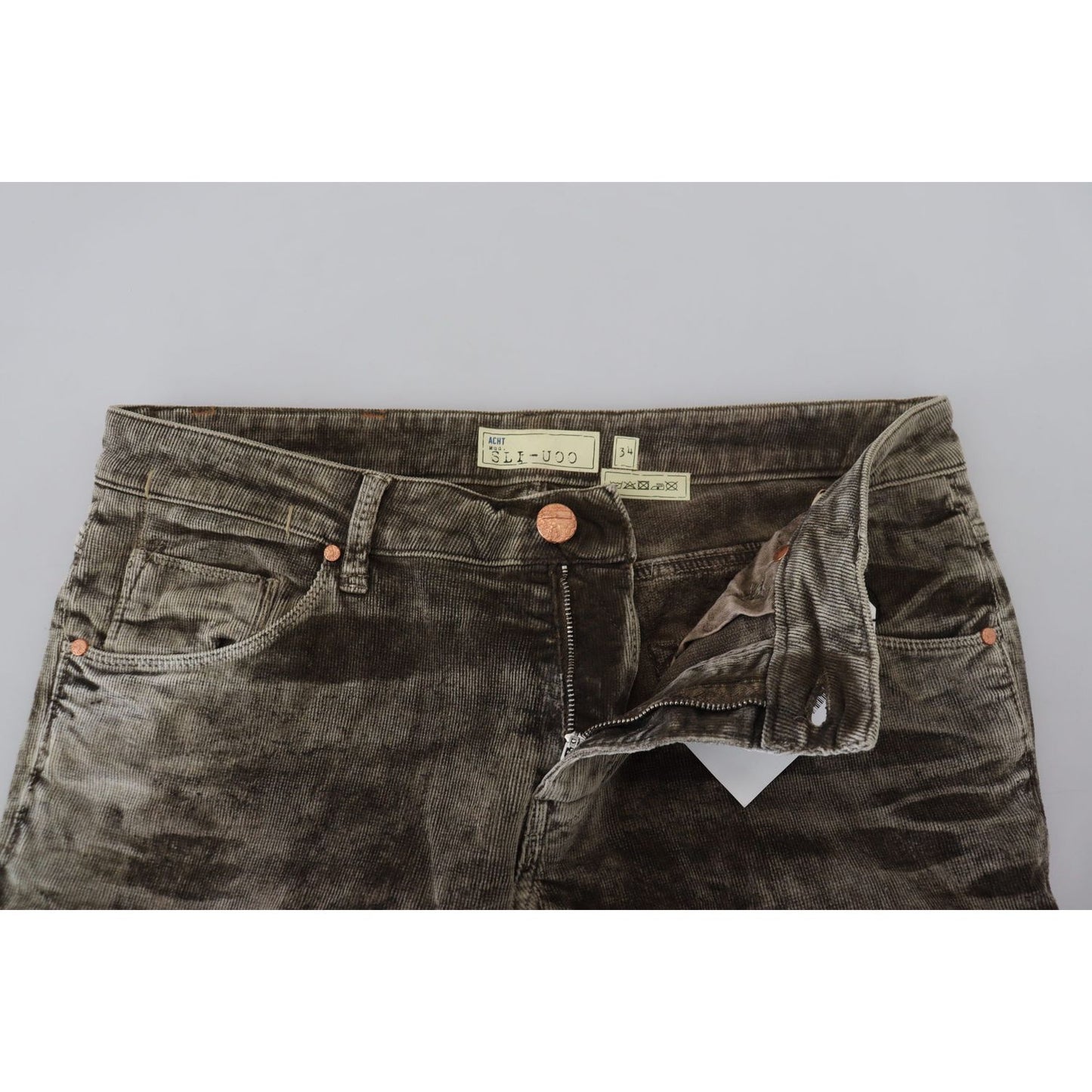 Acht Gray Washed Cotton Corduroy Slim Fit Men Jeans PAN74128 - 48