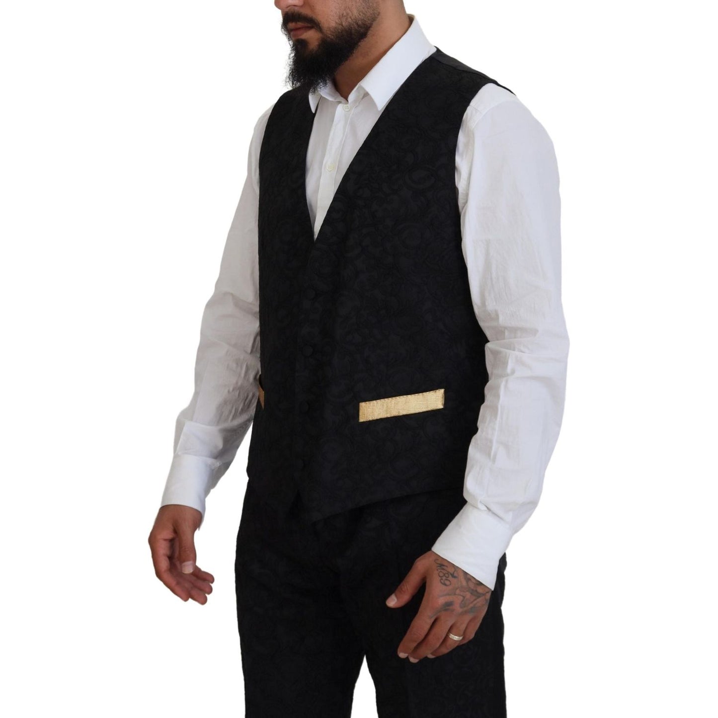 Dolce & Gabbana Black Gold Fantasy Tuxedo Slim Fit Suit KOS2110- 46