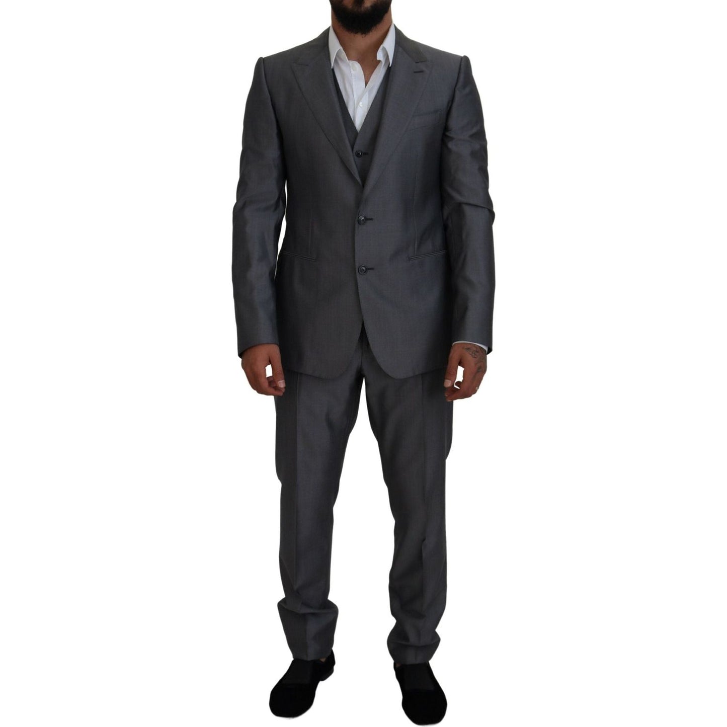 Dolce & Gabbana Gray SICILIA 3 Piece Slim Fit Suit KOS2168- 52