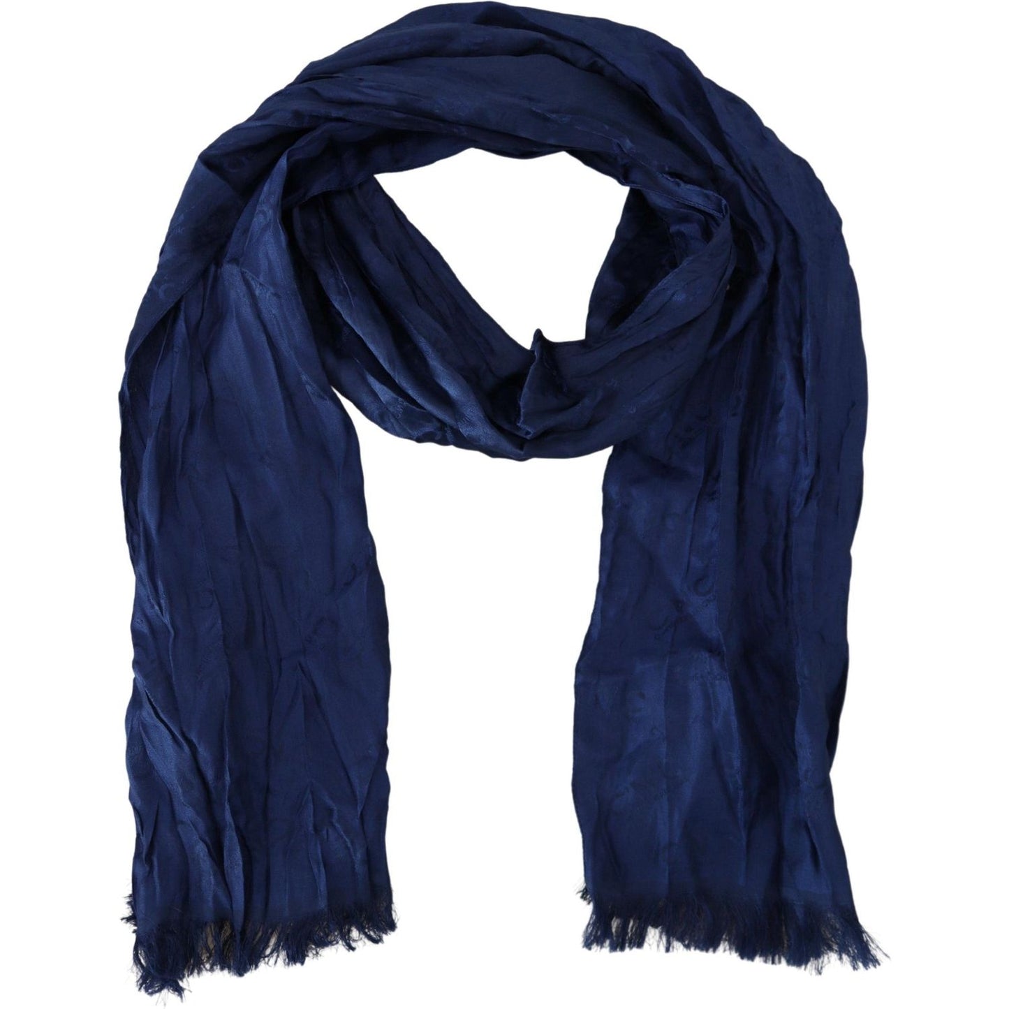 Costume National Blue Silk Shawl Foulard Fringes Scarf MS6886