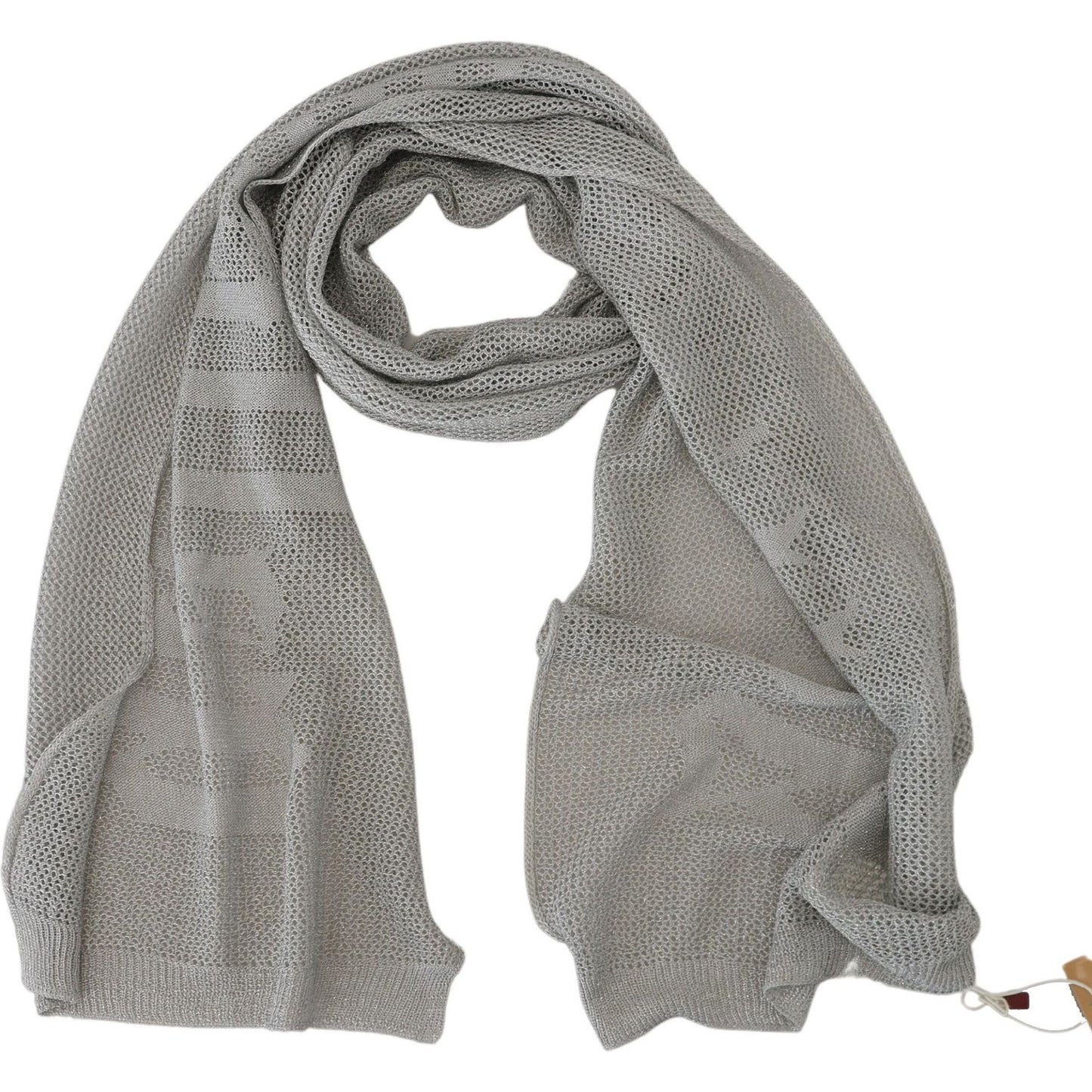 John Galliano Gray Logo Knitted Neck Wrap Shawl Foulard Scarf MS6861