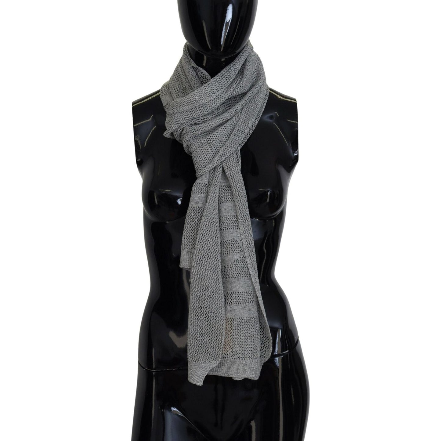 John Galliano Gray Logo Knitted Neck Wrap Shawl Foulard Scarf MS6861
