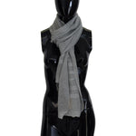 John Galliano Gray Logo Knitted Neck Wrap Shawl Foulard Scarf MS6861