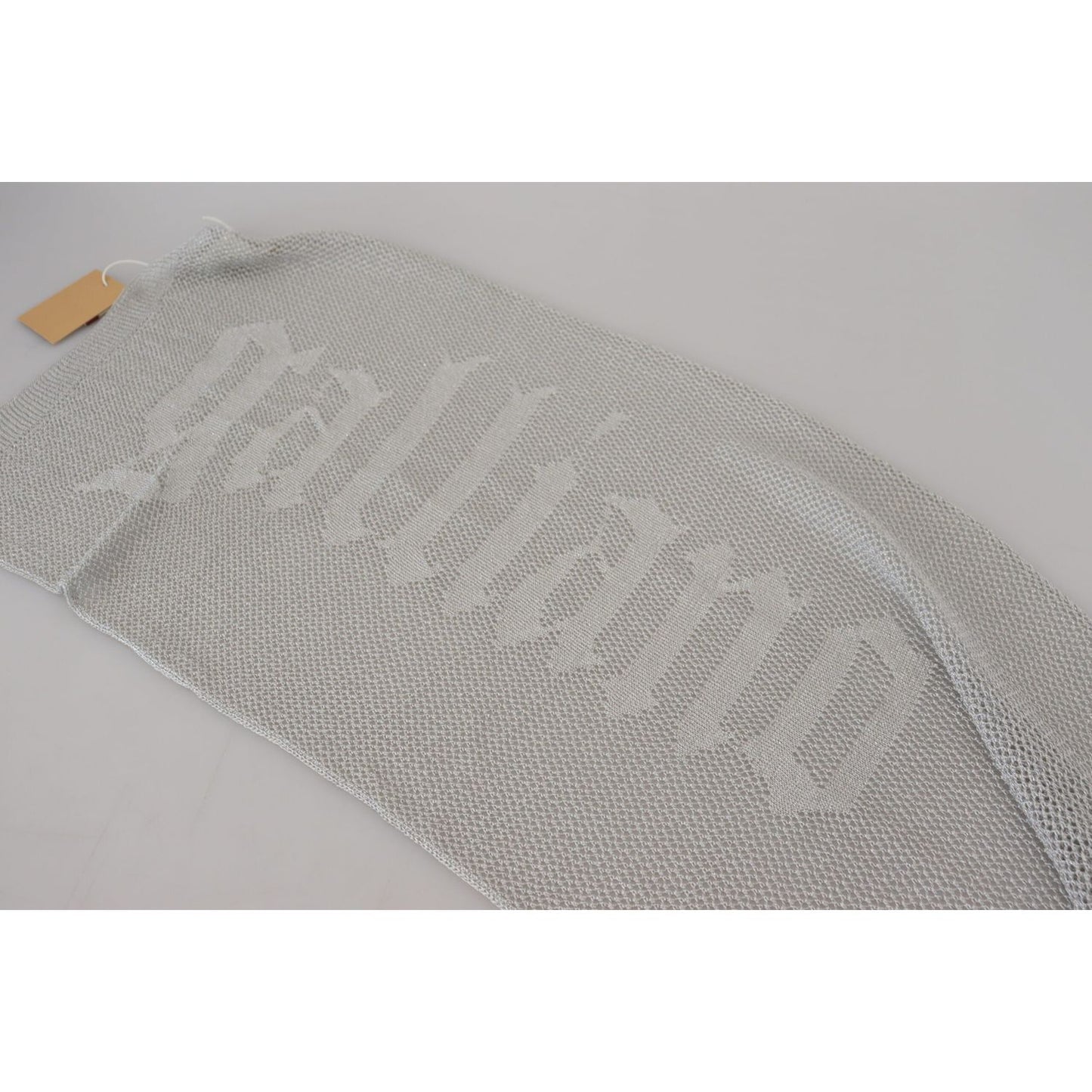 John Galliano Gray Logo Knitted Neck Wrap Shawl Foulard Scarf MS6861