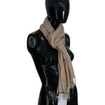 Costume National Beige Cotton Shawl Foulard Fringe Scarf MS6872