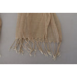 Costume National Beige Cotton Shawl Foulard Fringe Scarf MS6872