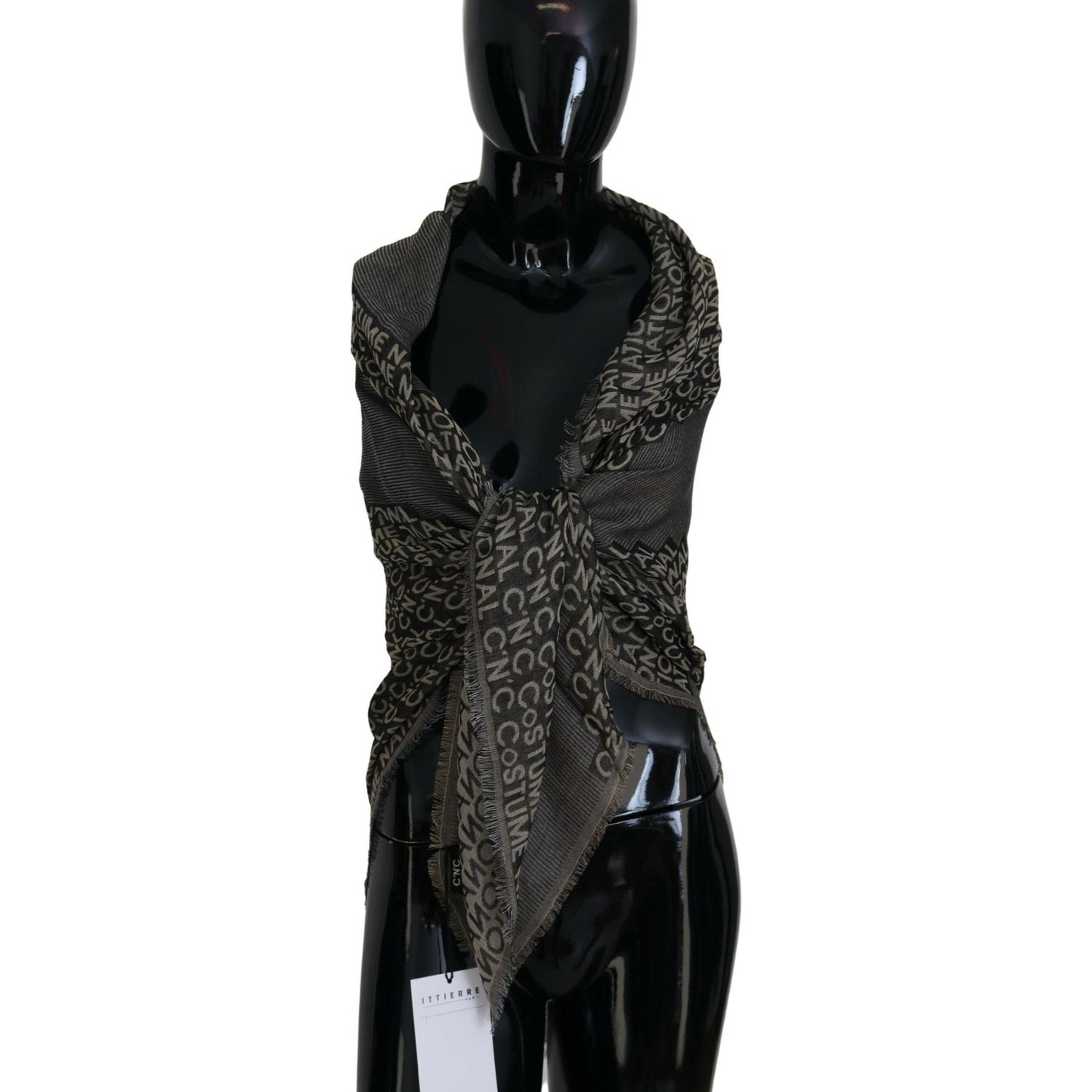 Costume National Gray Logo Knit Neck Wrap Shawl Scarf MS6868