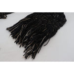 Dolce & Gabbana Black Wool Knitted Wrap Foulard Fringe Scarf MS6829