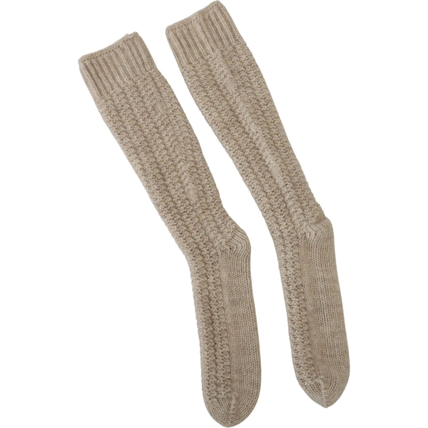 Dolce & Gabbana Beige Wool Knit Calf Long Women Socks