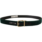 Dolce & Gabbana Green Velvet Leather Gold Metal Logo Belt BEL8425 - 85