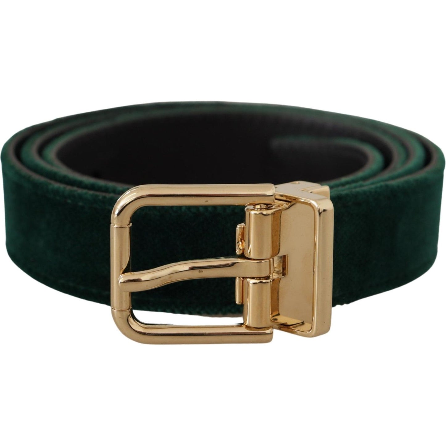 Dolce & Gabbana Green Velvet Leather Gold Metal Logo Belt BEL8425 - 85