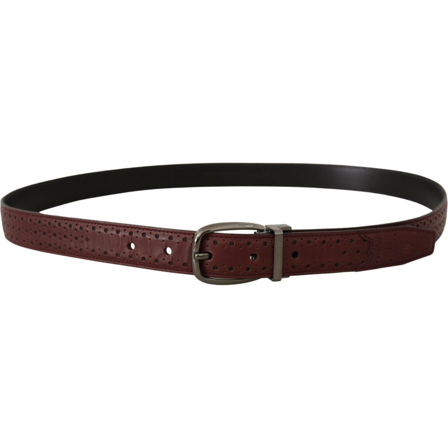 Dolce & Gabbana Brown Perforated Leather Metal Buckle Belt BEL8480- 95