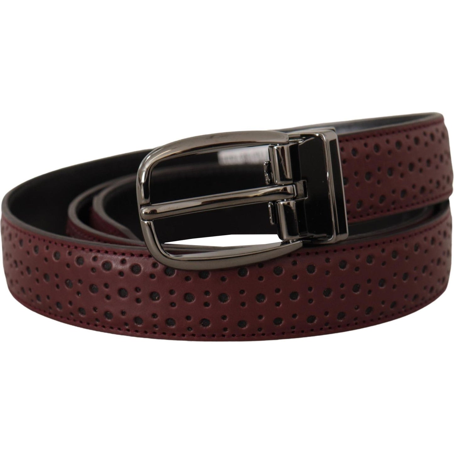 Dolce & Gabbana Brown Perforated Leather Metal Buckle Belt BEL8480- 95