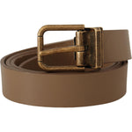Dolce & Gabbana Brown Solid Leather Brass Buckle Classic Belt BEL8492- 90