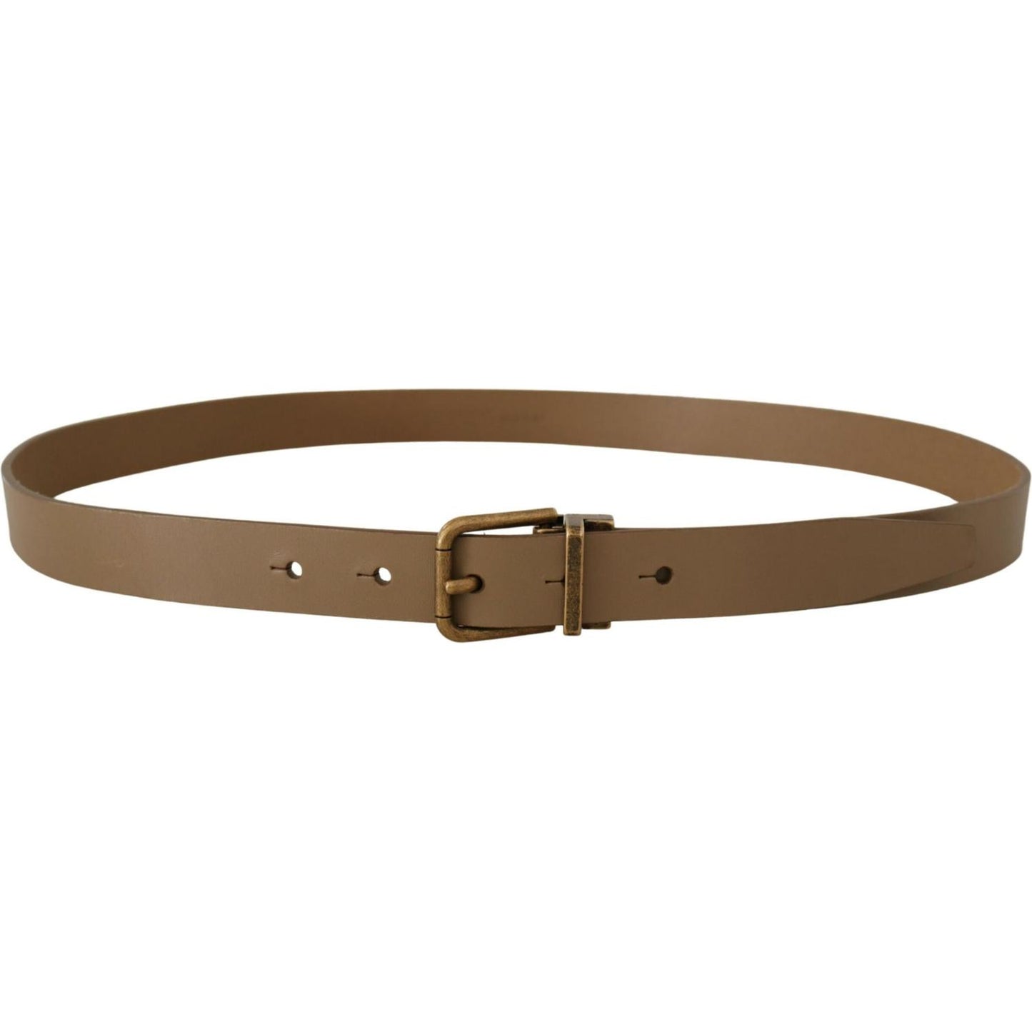 Dolce & Gabbana Brown Solid Leather Brass Buckle Classic Belt BEL8492- 90