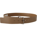 Dolce & Gabbana Beige Calf Leather Wide Silver Metal Belt BEL8493- 90