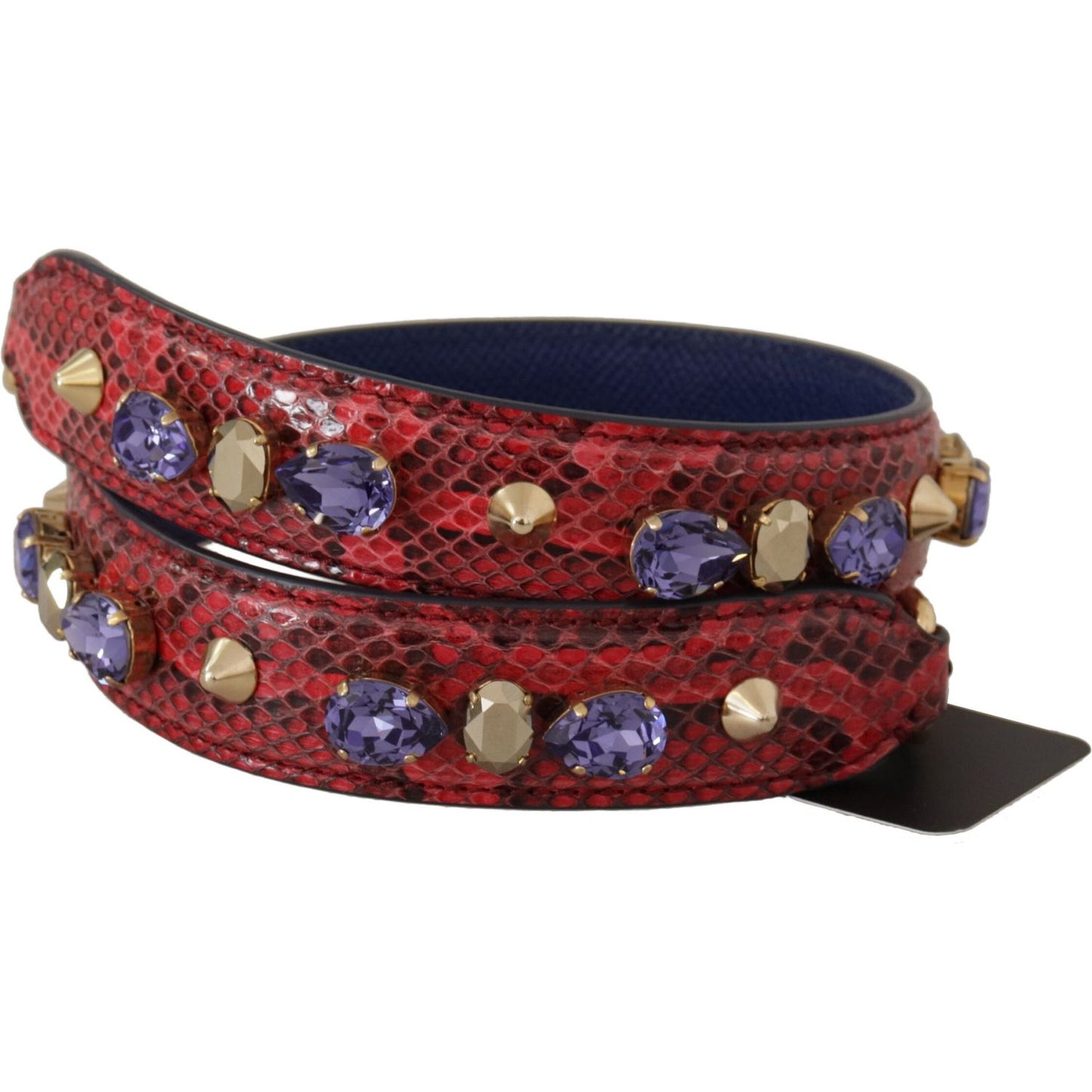 Dolce & Gabbana Red Exotic Leather Crystals Bag Shoulder Strap BEL8721