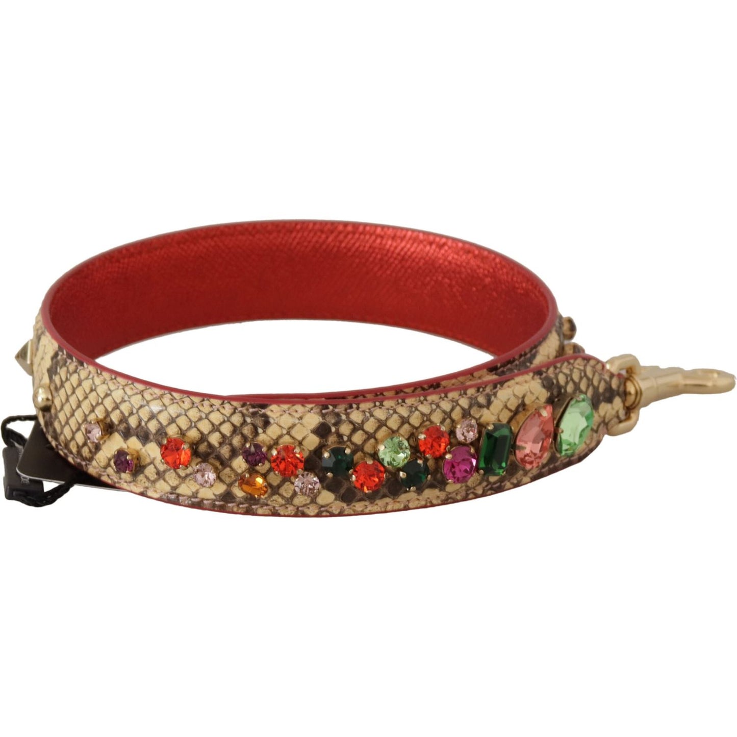 Dolce & Gabbana Beige Exotic Leather Crystals Shoulder Strap BEL8724