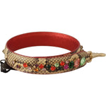 Dolce & Gabbana Beige Exotic Leather Crystals Shoulder Strap BEL8724