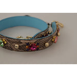 Dolce & Gabbana Brown Exotic Leather Crystals Shoulder Strap BEL8729
