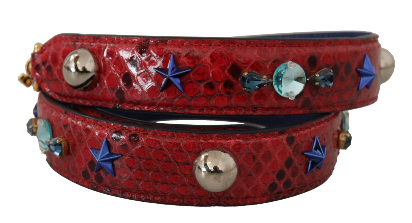 Dolce & Gabbana Chic Red Python Leather Shoulder Strap Dolce & Gabbana Saddle Brown