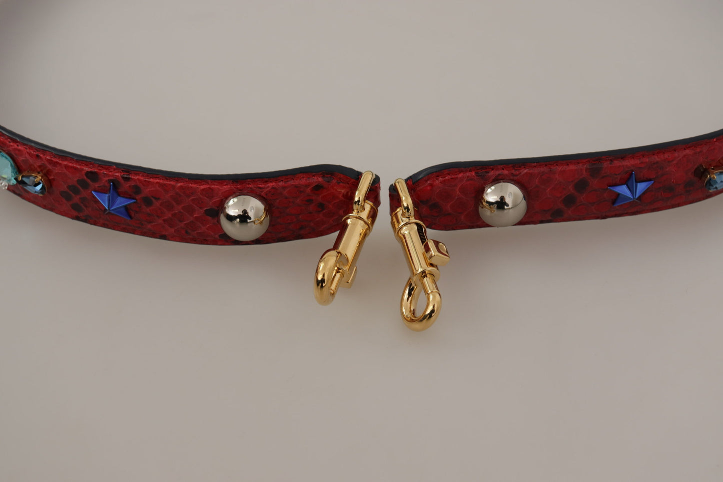 Dolce & Gabbana Chic Red Python Leather Shoulder Strap Dolce & Gabbana Dark Gray