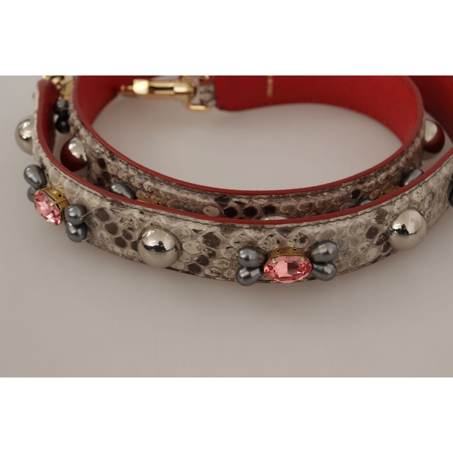 Dolce & Gabbana Beige Exotic Leather Studded Shoulder Strap BEL8738