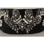 Dolce & Gabbana Black Silk Brass Crystal Embellished Waist Belt BEL8394 - 42
