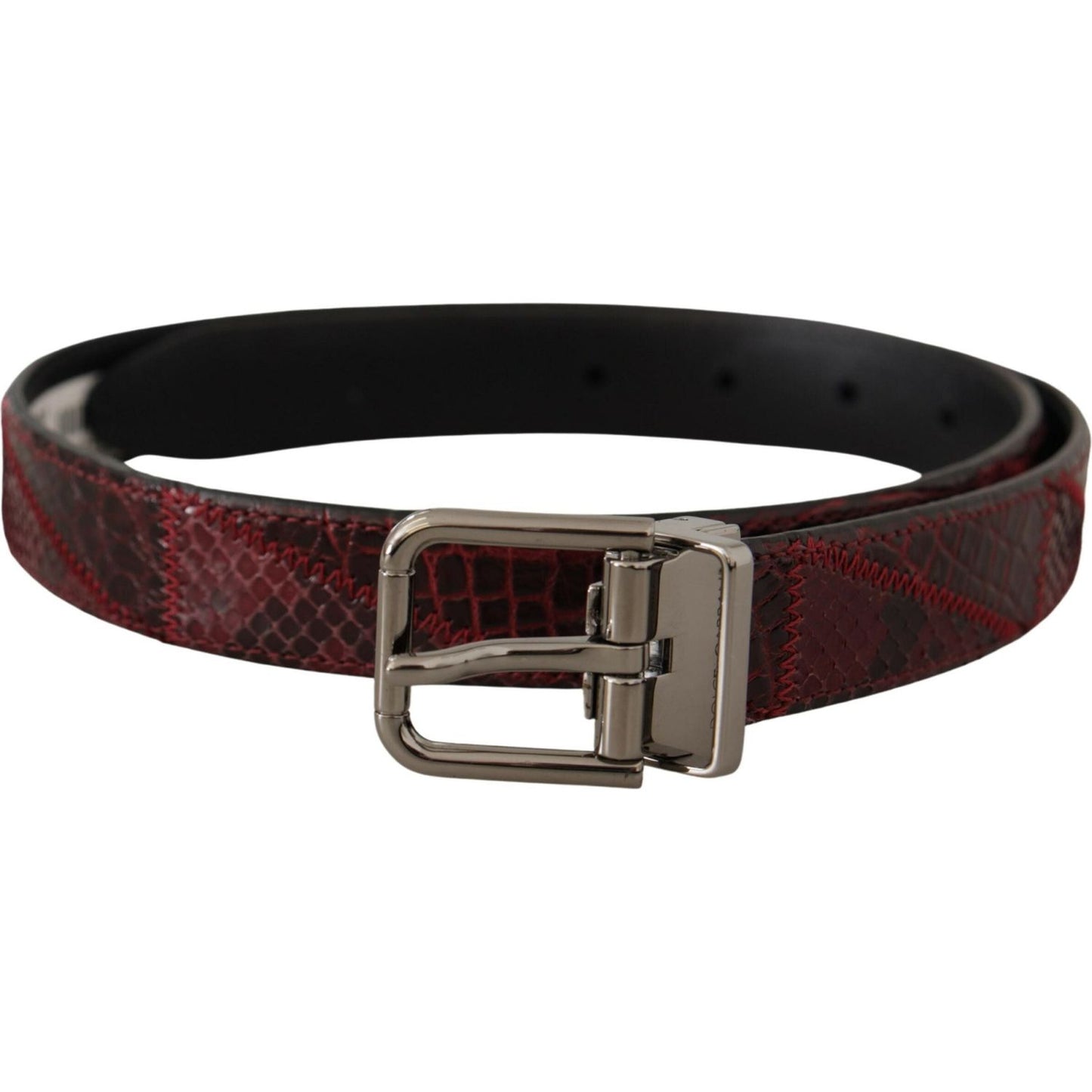 Dolce & Gabbana Red Exotic Leather Metal Logo Buckle Belt BEL8403 - 75