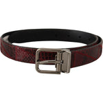 Dolce & Gabbana Red Exotic Leather Metal Logo Buckle Belt BEL8403 - 75
