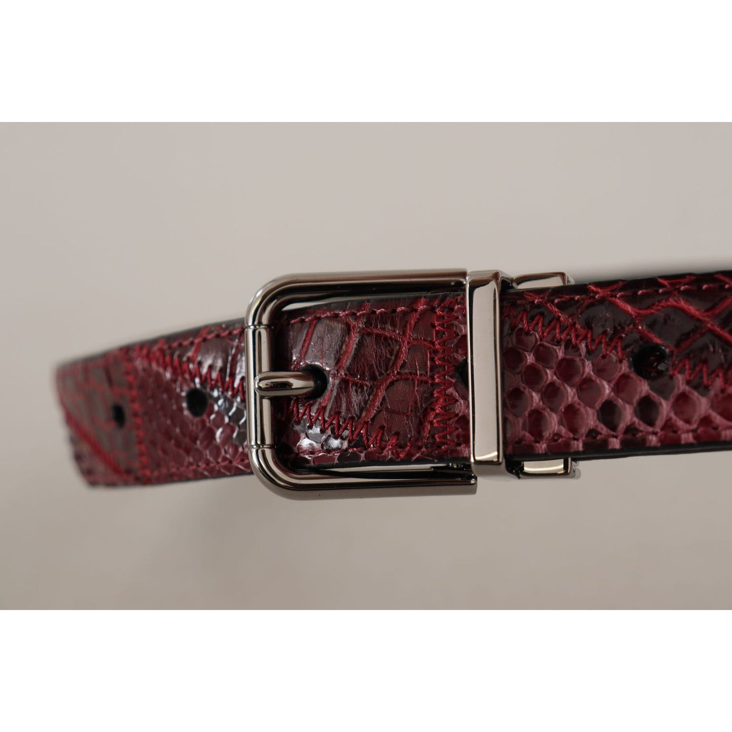 Dolce & Gabbana Red Exotic Leather Metal Logo Buckle Belt BEL8403 - 75